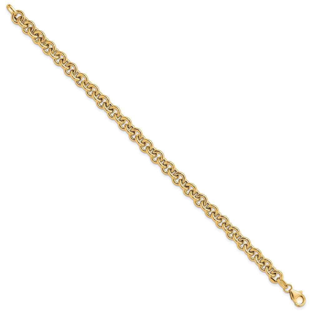 14K Gelbgold Poliert Fantasie 6.5mm Erbs Glieder Gliederarmband