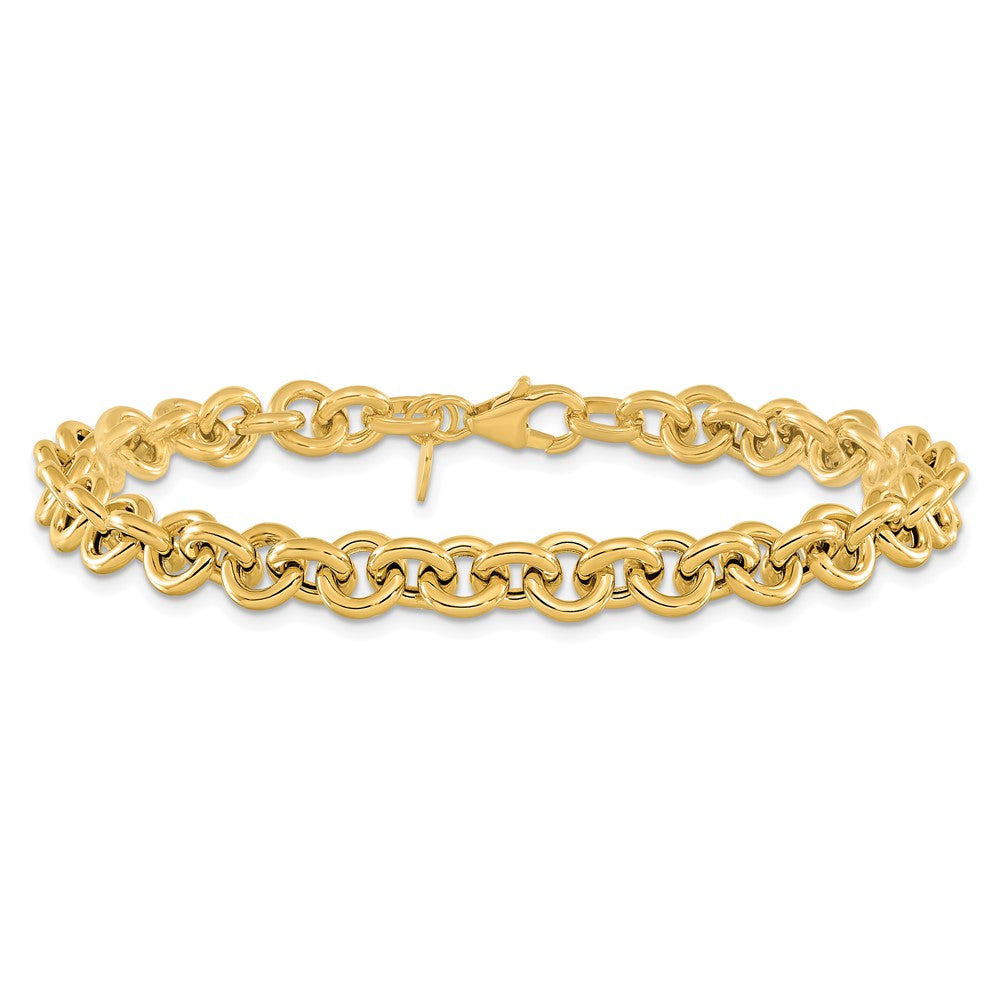 14K Gelbgold Poliert Fantasie 6.5mm Erbs Glieder Gliederarmband