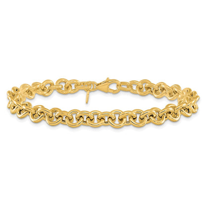 14K Gelbgold Poliert Fantasie 6.5mm Erbs Glieder Gliederarmband