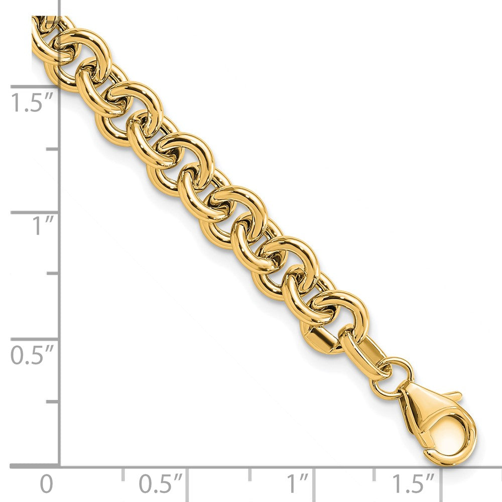 14K Gelbgold Poliert Fantasie 6.5mm Erbs Glieder Gliederarmband