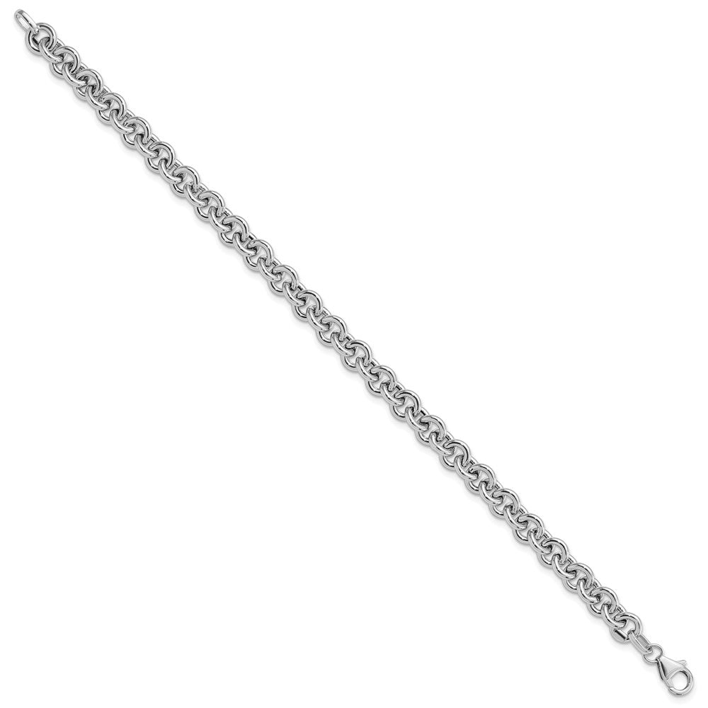 14K Weißgold Weiß Poliert Fantasie 6.5mm Erbs Glieder Gliederarmband