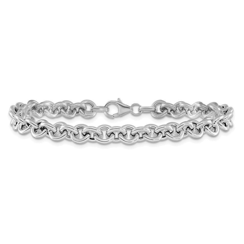 14K Weißgold Weiß Poliert Fantasie 6.5mm Erbs Glieder Gliederarmband