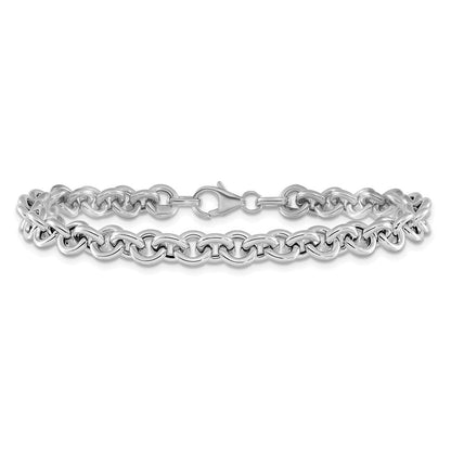 14K Weißgold Weiß Poliert Fantasie 6.5mm Erbs Glieder Gliederarmband