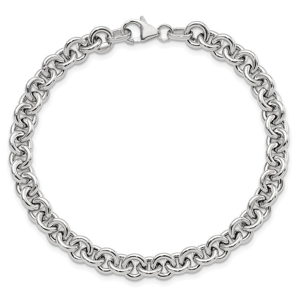 14K Weißgold Weiß Poliert Fantasie 6.5mm Erbs Glieder Gliederarmband