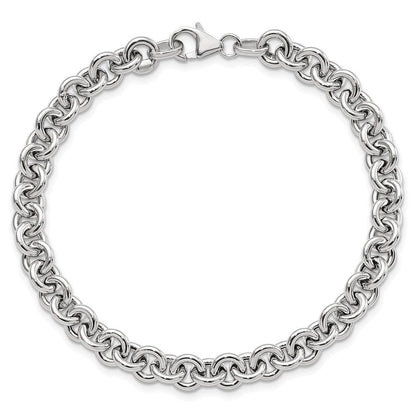 14K Weißgold Weiß Poliert Fantasie 6.5mm Erbs Glieder Gliederarmband