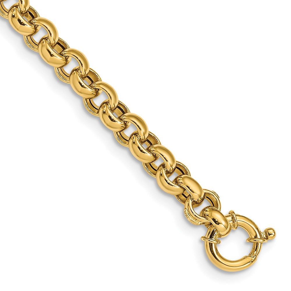 14K Gelbgold Poliert Fantasie Erbs Glieder Gliederarmband