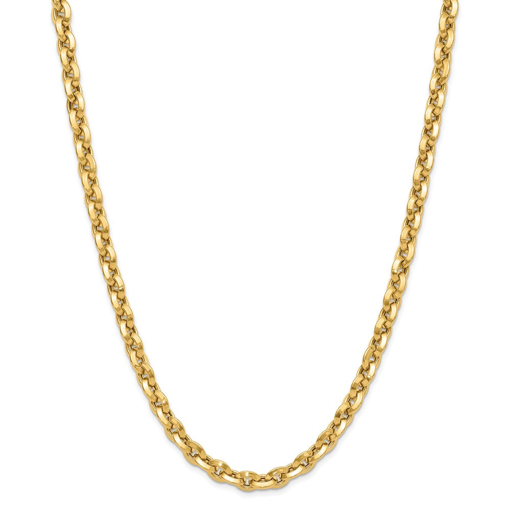 14K Gelbgold Poliert Fantasie Messer-edge Erbs Glieder Halskette