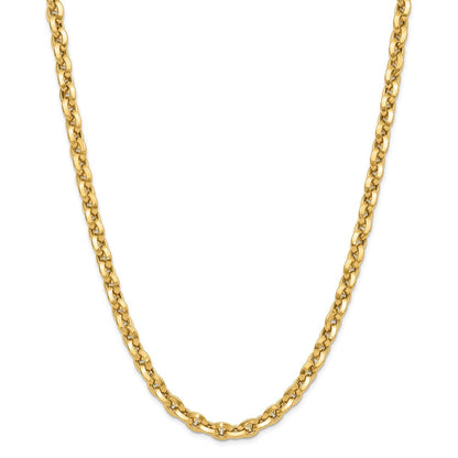 14K Gelbgold Poliert Fantasie Messer-edge Erbs Glieder Halskette