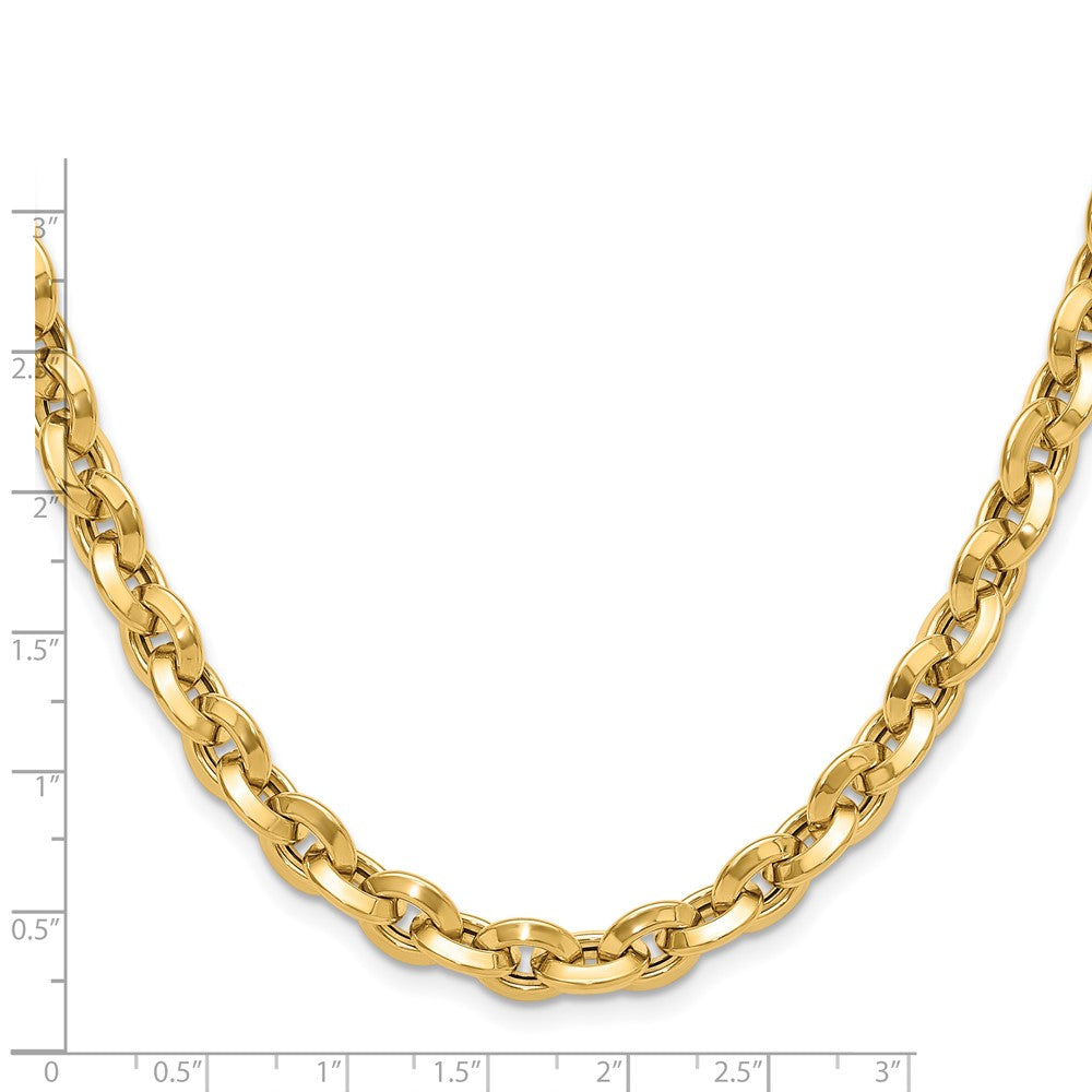 14K Gelbgold Poliert Fantasie Messer-edge Erbs Glieder Halskette