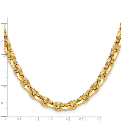 14K Gelbgold Poliert Fantasie Messer-edge Erbs Glieder Halskette