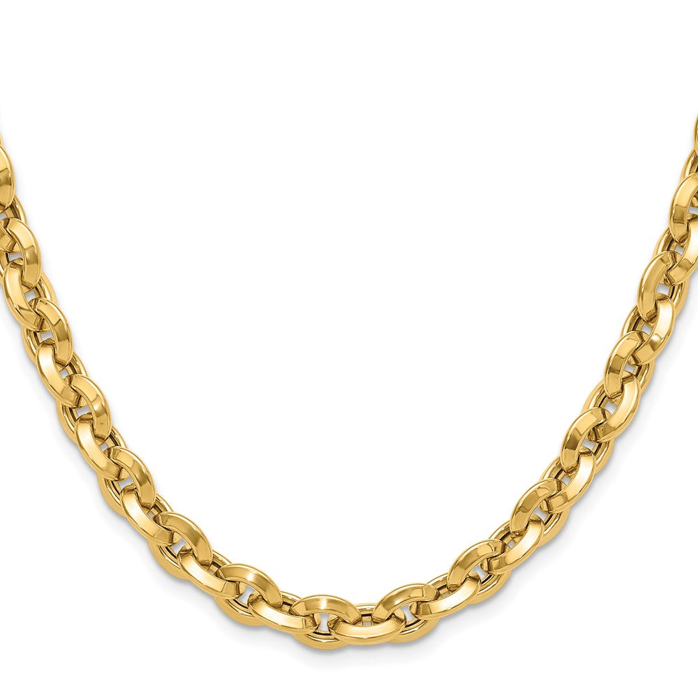 14K Gelbgold Poliert Fantasie Messer-edge Erbs Glieder Halskette