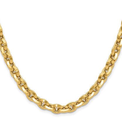 14K Gelbgold Poliert Fantasie Messer-edge Erbs Glieder Halskette