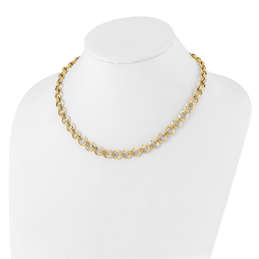 14K Gelbgold Poliert Glieder Halskette