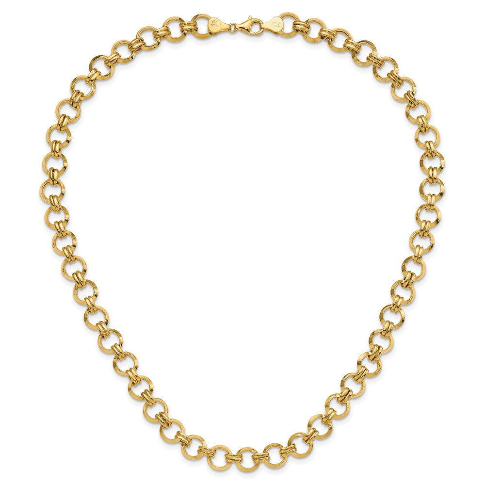 14K Gelbgold Poliert Glieder Halskette