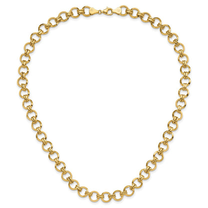 14K Gelbgold Poliert Glieder Halskette