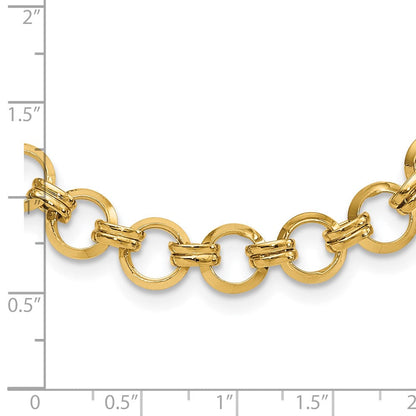 14K Gelbgold Poliert Glieder Halskette