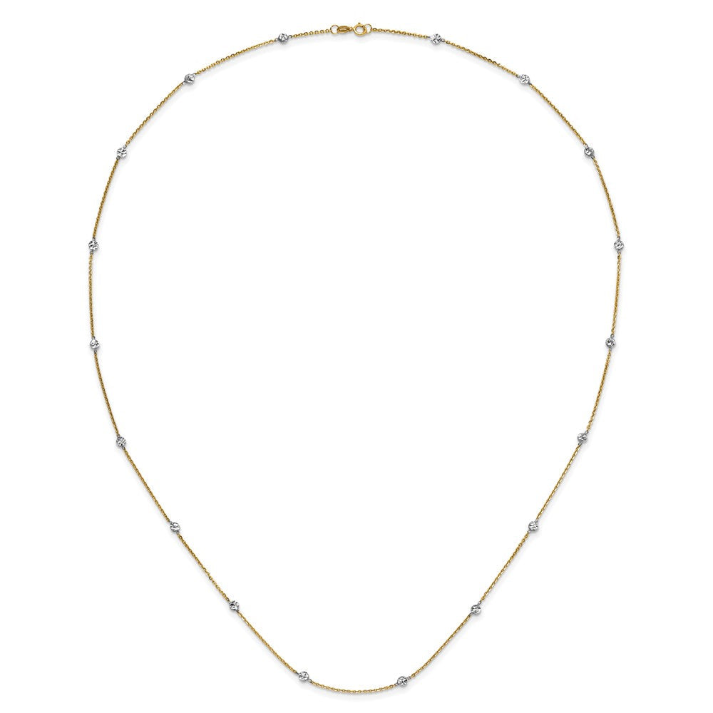 14K Gelb & Rhodium Weiß Poliert Diamantiert Halskette