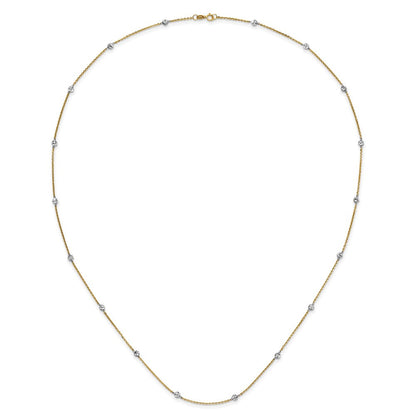 14K Gelb & Rhodium Weiß Poliert Diamantiert Halskette