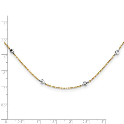 14K Gelb & Rhodium Weiß Poliert Diamantiert Halskette