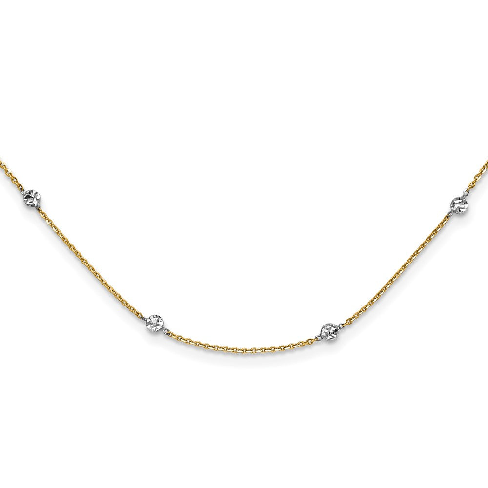 14K Gelb & Rhodium Weiß Poliert Diamantiert Halskette
