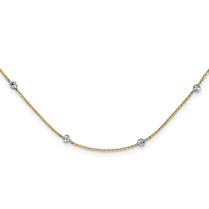14K Gelb & Rhodium Weiß Poliert Diamantiert Halskette