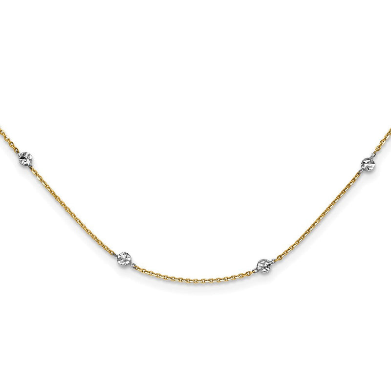 14K Gelb & Rhodium Weiß Poliert Diamantiert Halskette