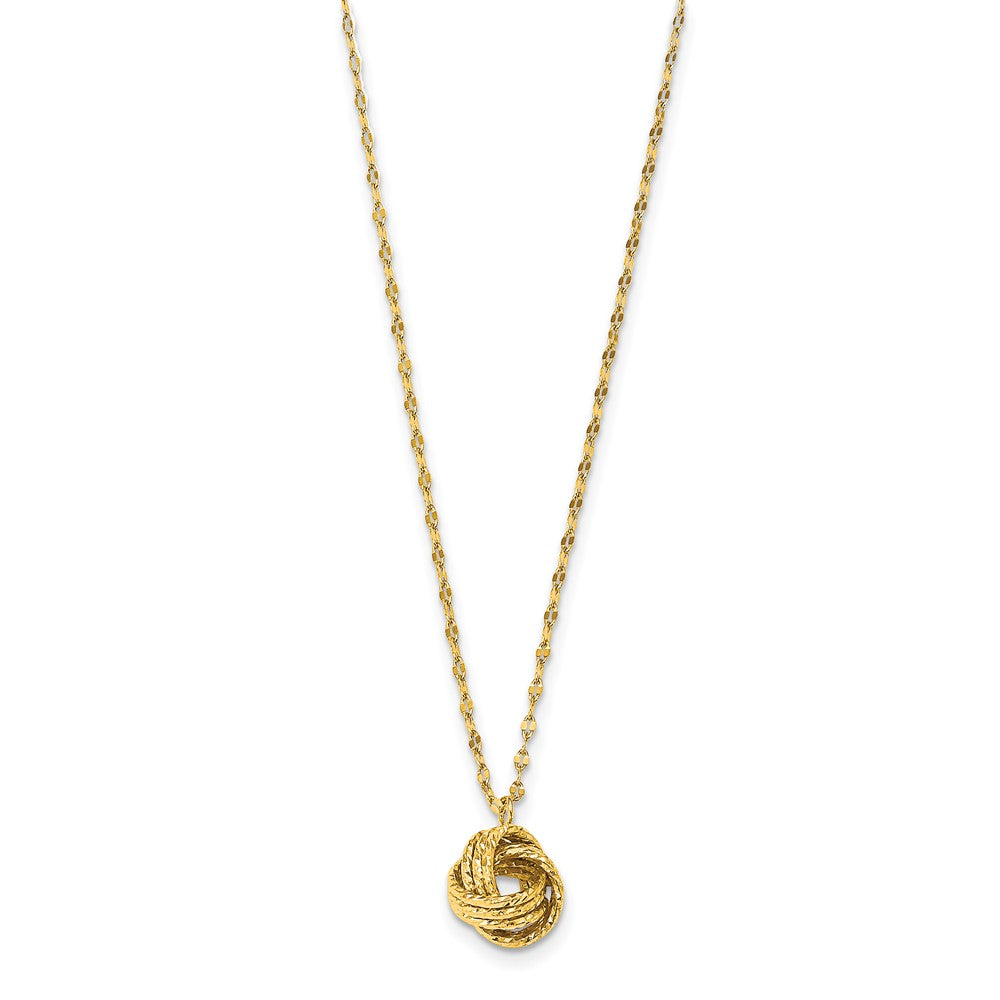 14K Gelbgold Diamantiert Liebe Knoten Halskette