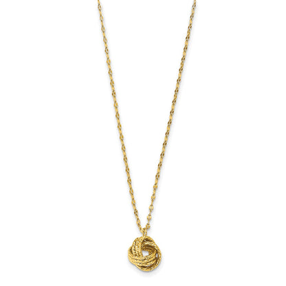 14K Gelbgold Diamantiert Liebe Knoten Halskette