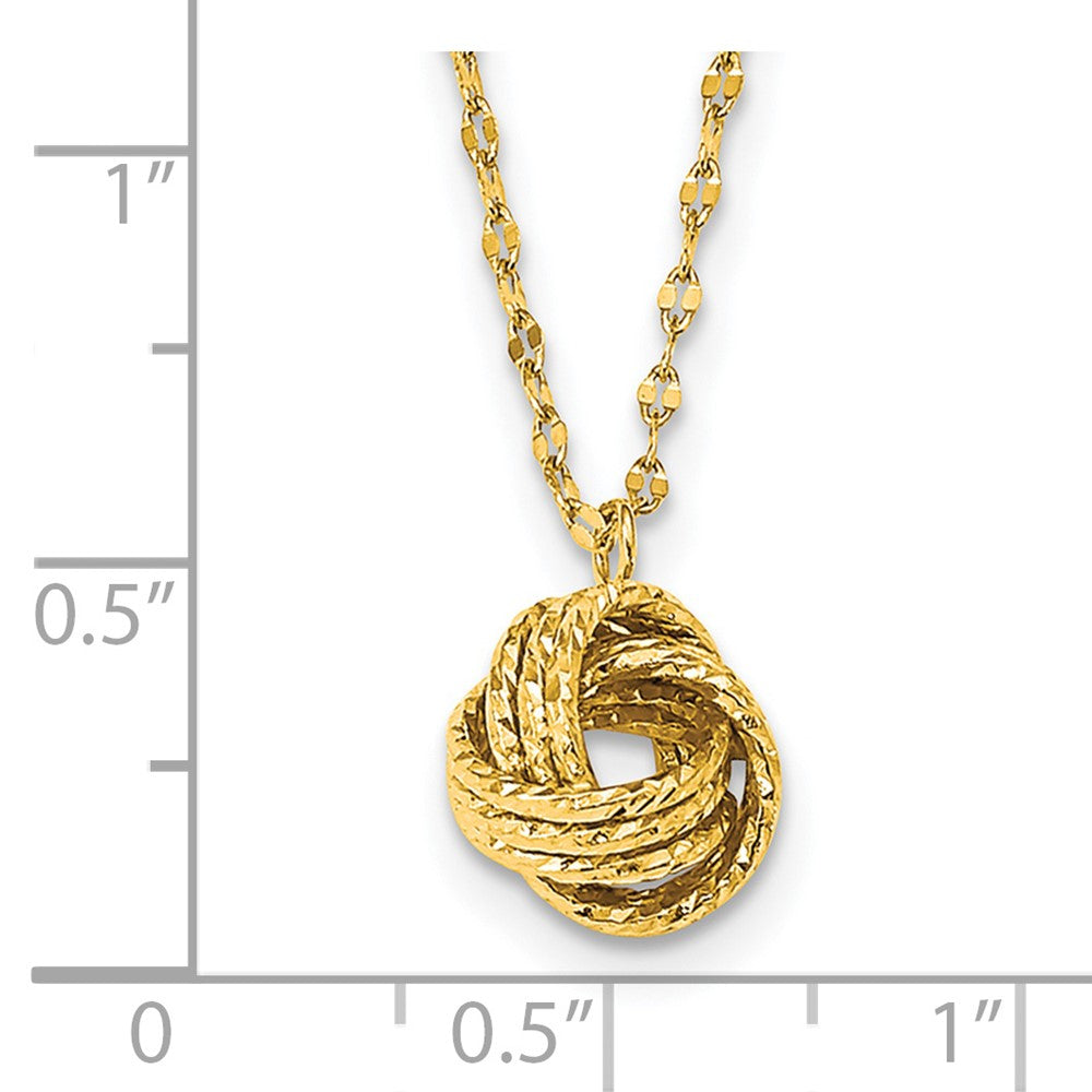 14K Gelbgold Diamantiert Liebe Knoten Halskette