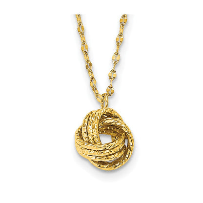 14K Gelbgold Diamantiert Liebe Knoten Halskette
