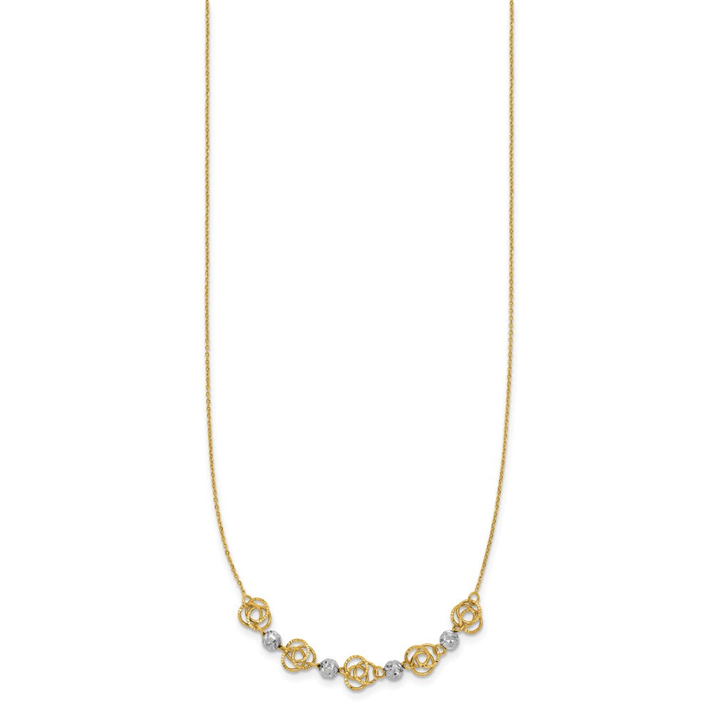 14K Bicolor Diamantiert Perlen & Knots Halskette