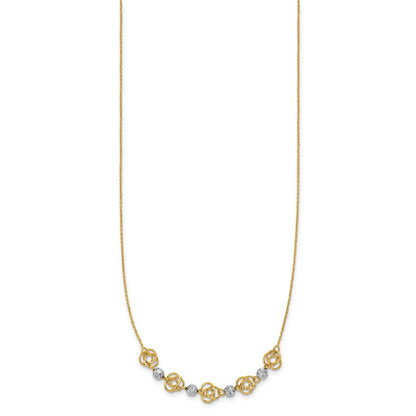14K Bicolor Diamantiert Perlen & Knots Halskette