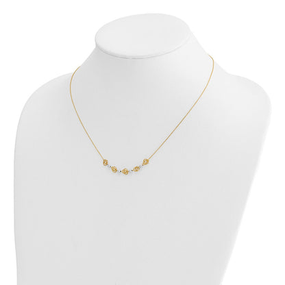 14K Bicolor Diamantiert Perlen & Knots Halskette