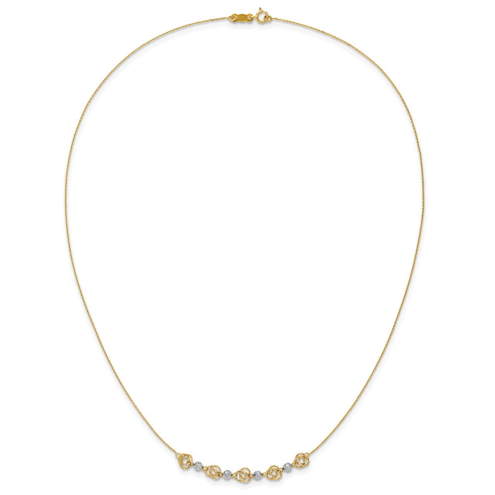 14K Bicolor Diamantiert Perlen & Knots Halskette