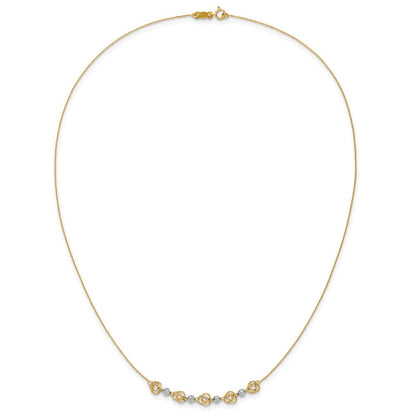 14K Bicolor Diamantiert Perlen & Knots Halskette