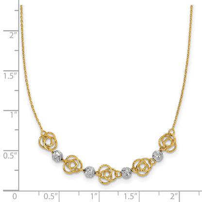 14K Bicolor Diamantiert Perlen & Knots Halskette