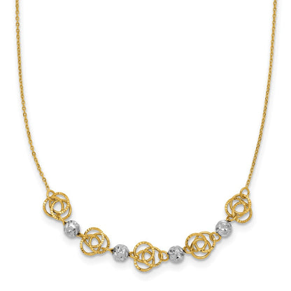 14K Bicolor Diamantiert Perlen & Knots Halskette