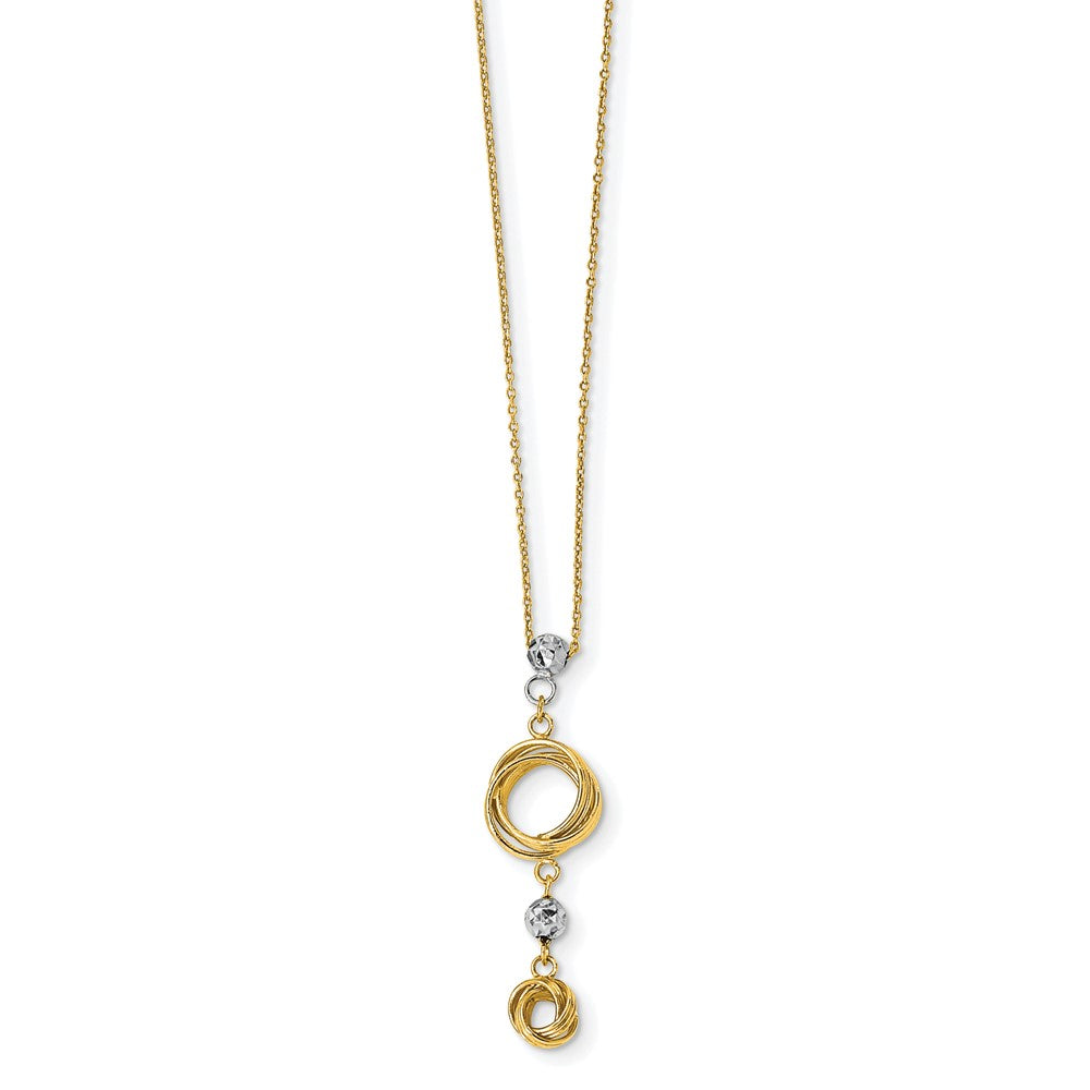14K Bicolor Diamantiert Perlen & Liebe Knots Halskette