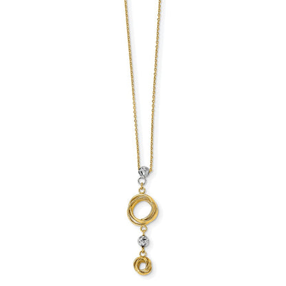 14K Bicolor Diamantiert Perlen & Liebe Knots Halskette