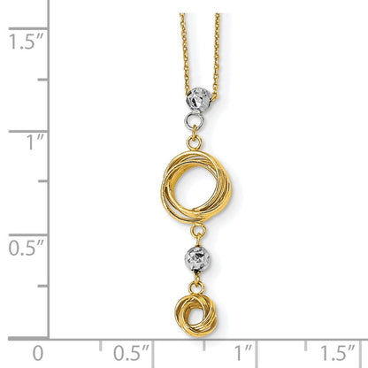14K Bicolor Diamantiert Perlen & Liebe Knots Halskette