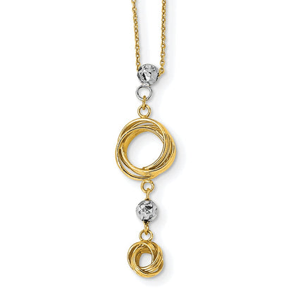 14K Bicolor Diamantiert Perlen & Liebe Knots Halskette