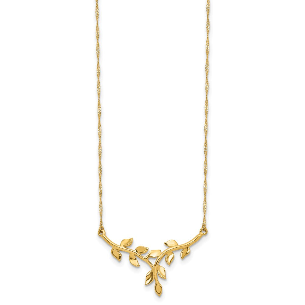 14K Gelbgold Poliert Blatt Halskette