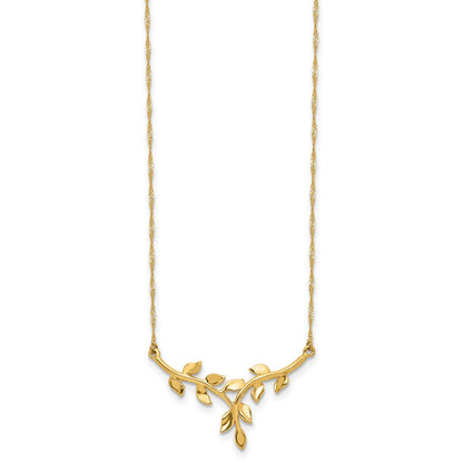 14K Gelbgold Poliert Blatt Halskette