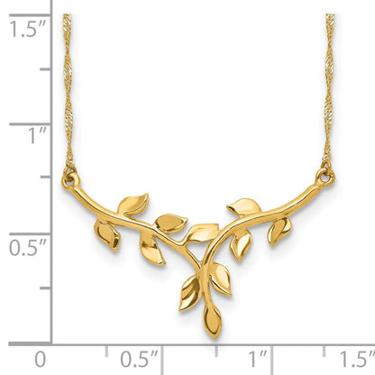14K Gelbgold Poliert Blatt Halskette