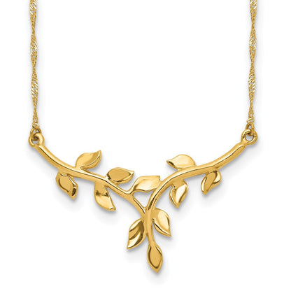 14K Gelbgold Poliert Blatt Halskette