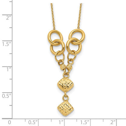 14K Gelbgold Poliert & Diamantiert mit 2 in Verlängerung Halskette