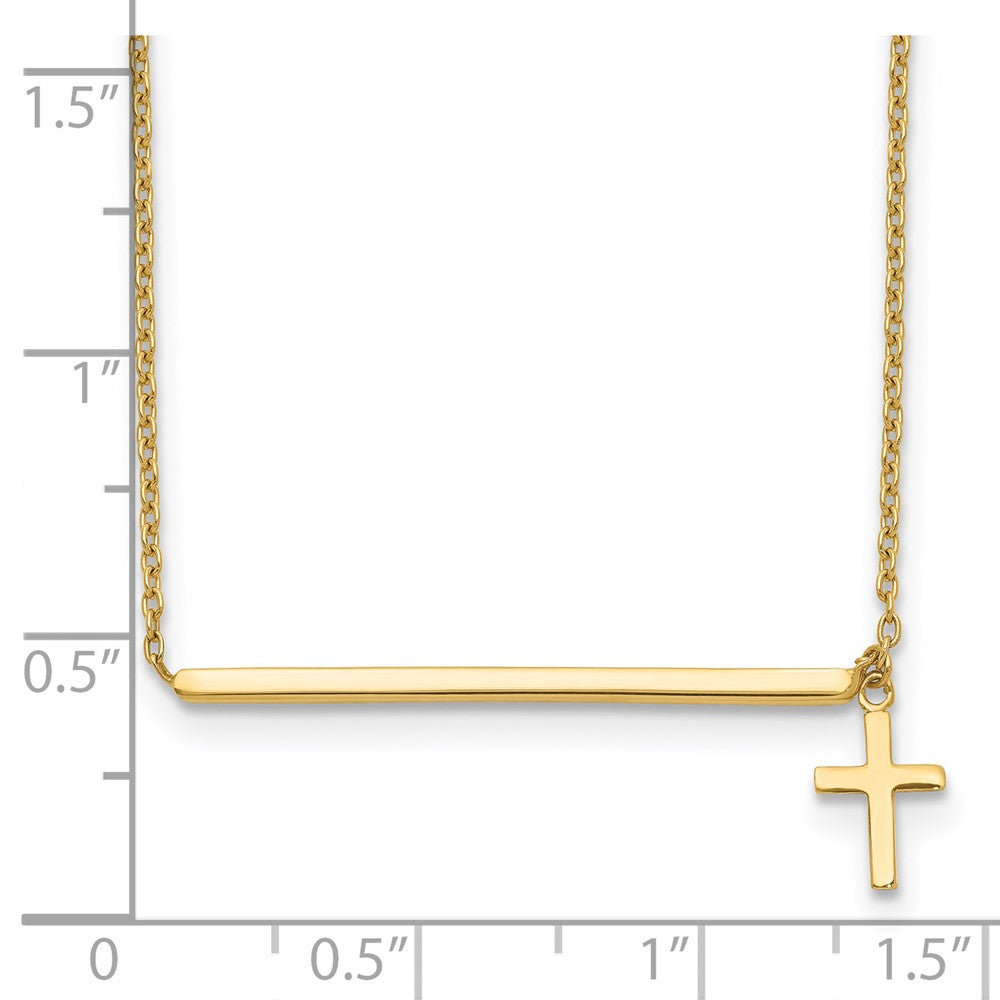 14K Gelbgold Poliert Kreuz mit 2 Zoll Verlängerung. Halskette