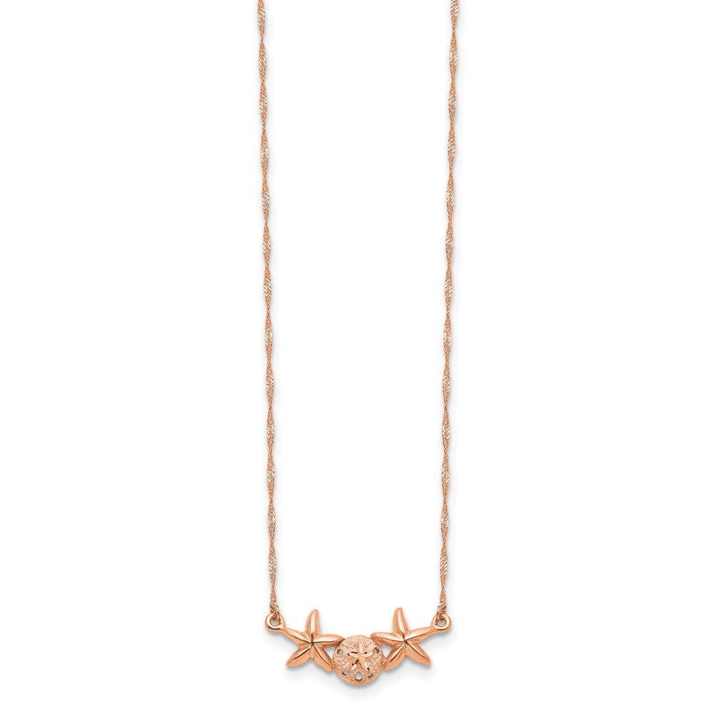 14K Roségold Gebürstet & Poliert Sand Dollar Seestern Halskette