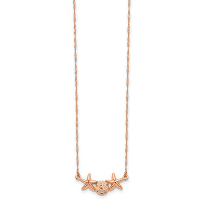 14K Roségold Gebürstet & Poliert Sand Dollar Seestern Halskette
