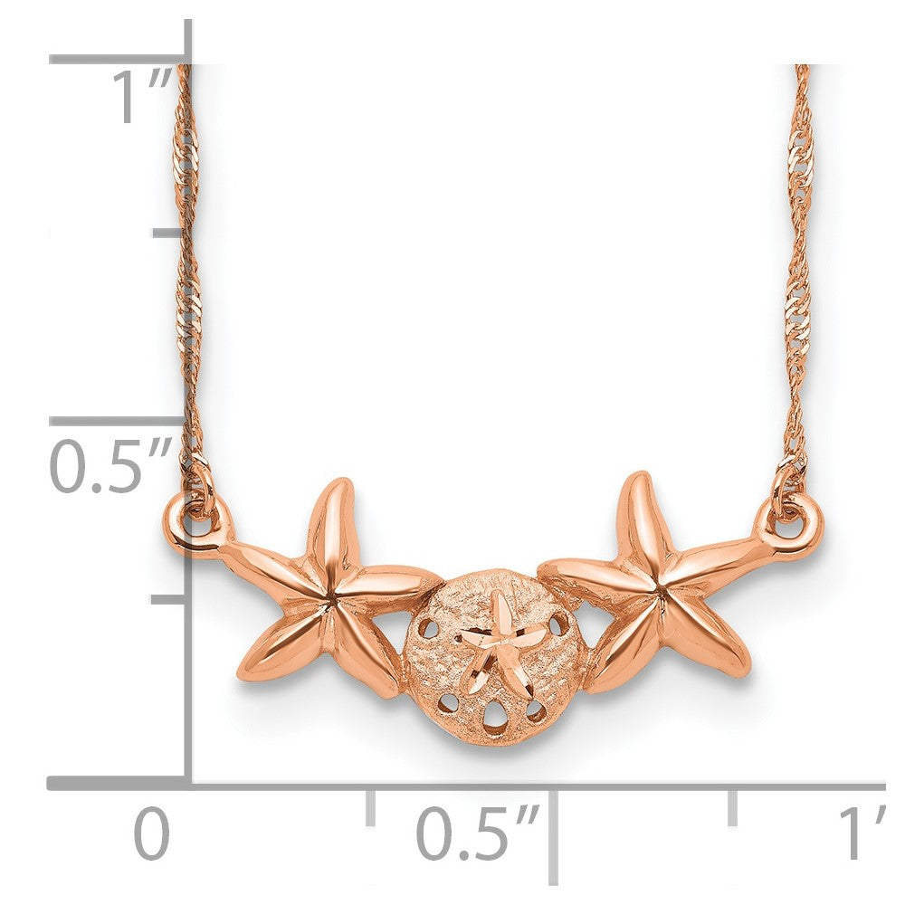 14K Roségold Gebürstet & Poliert Sand Dollar Seestern Halskette
